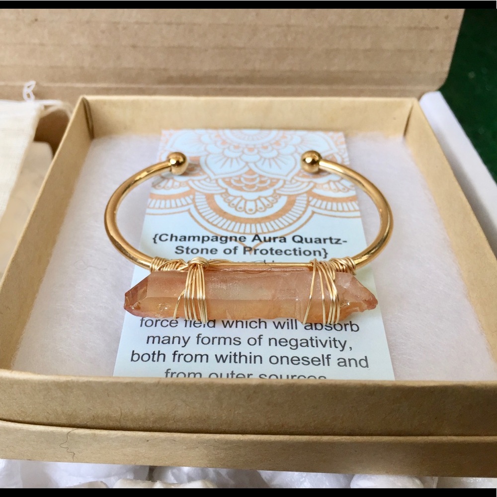 Champagne Quartz Cuff -genuine crystal